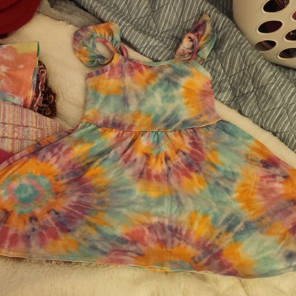 *nd Sz 3T Tcp Tie-Dye Ruffle Strap Dress in Blue, Yellow, Purple, Pink